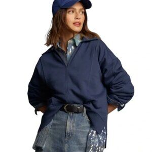 Anthropologie Pilcro Johnny Collar Navy Blue Pullover Sweatshirt